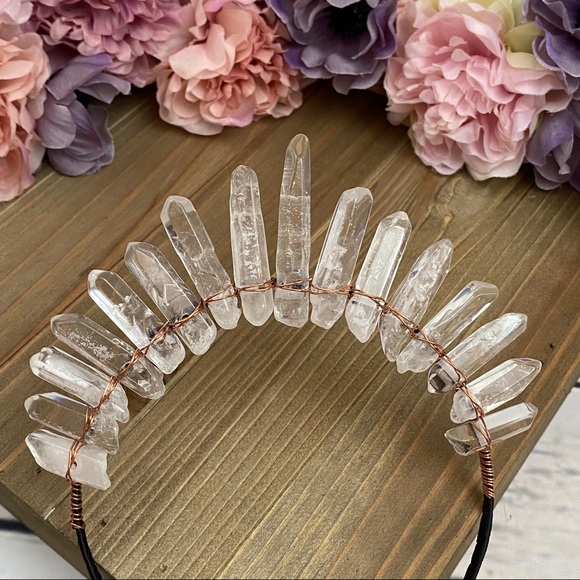 Clear Raw Healing Quartz Headband Tiara - Picture 7 of 16